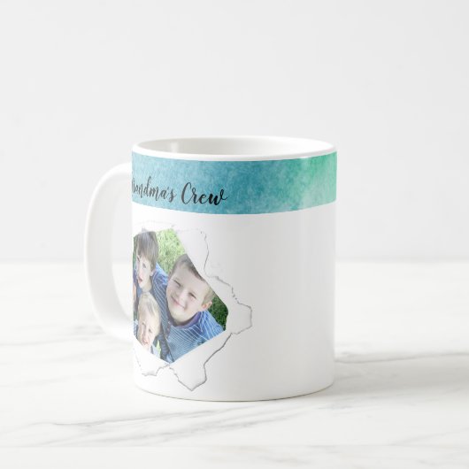 紙カスタムホールフォトブルーグリーンテンプレート コーヒーマグカップ (正面左)