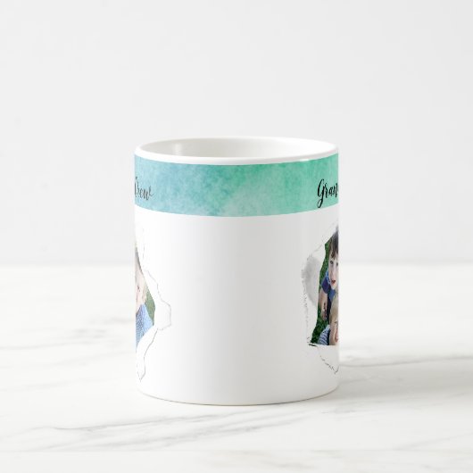 紙カスタムホールフォトブルーグリーンテンプレート コーヒーマグカップ (中央)