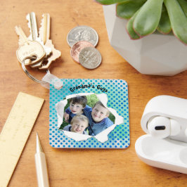 紙カスタムホールフォトブルードットテンプレート キーホルダー