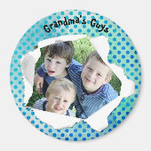 紙カスタムホールフォトブルードットテンプレート マグネット (正面)