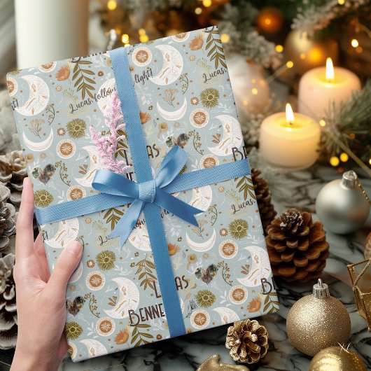 紙カスタムボホシックラッピング(トーン付き自然) ラッピングペーパー