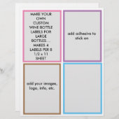 紙カスタムワインボトルラベルを大きく作る (正面/裏面)