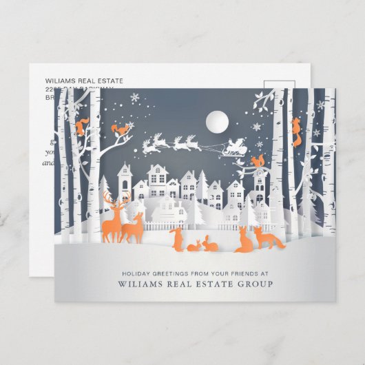 紙カットのクリスマスコンポジションのグリーティ企業のング ポストカード (正面/裏面)