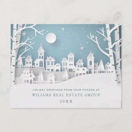 紙カットのクリスマスコンポジションのグリーティ企業のング ポストカード (正面)