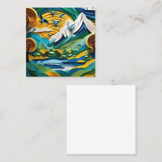 紙カットの山景色は美しい スクエア名刺 (正面/裏面)