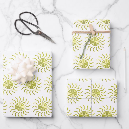 紙カットイエローサンプリント ラッピングペーパーシート (正面)