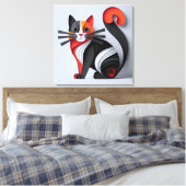 紙カットキャットアート:複雑な猫の壁の装飾 キャンバスプリント (インサイチュ (寝室))