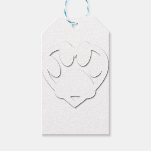 紙カットドッグポー及びハート形状 ギフトタグ (正面)