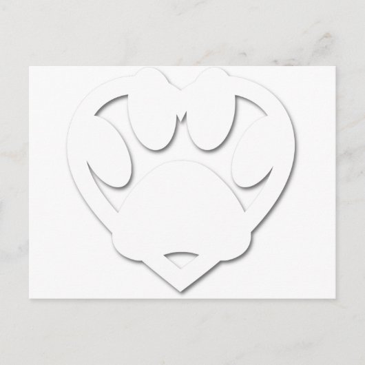紙カットドッグポー及びハート形状 ポストカード (正面)