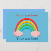 紙カットレインボーとピンクの雲 招待状 (正面/裏面)