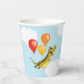 紙カップとワニキャラクター誕生日 紙コップ (正面)