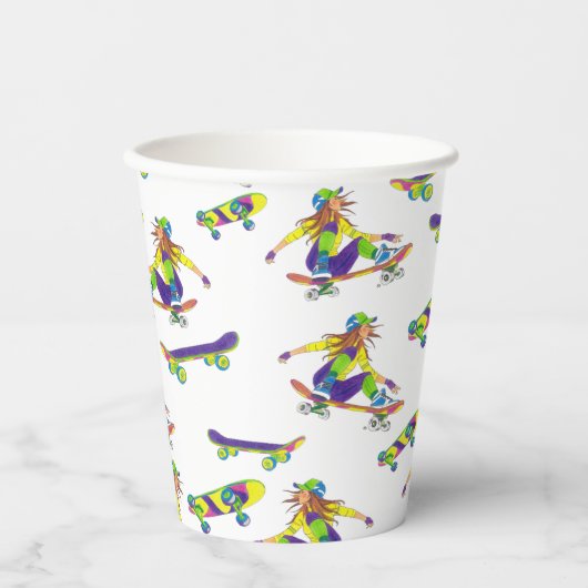 紙カップスケートボードガール 紙コップ (正面)
