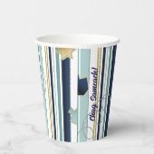 紙カップストライプ「おもしろいと」 8 oz. 紙コップ (右)