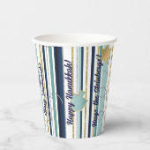 紙カップストライプ「おもしろいと」 8 oz. 紙コップ (正面)