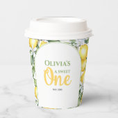 紙カップレモン柑橘類1歳の誕生日。 紙コップ (正面)
