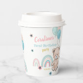 紙カップ可愛いテディベアと1歳の誕生日。 紙コップ (裏面)