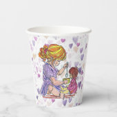 紙カップ小さな女の子とバビードール 紙コップ (裏面)