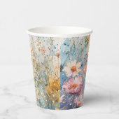 紙カップ水彩花+名前+日付 紙コップ (右)