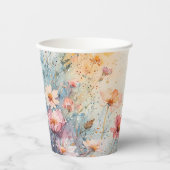 紙カップ水彩花+名前+日付 紙コップ (正面)