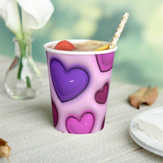 紙カップ3D光沢ハート 紙コップ (インサイチュ)