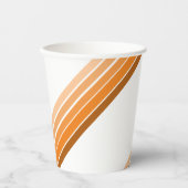 紙カップ – オレンジ色の斜線の斜ストライプ方 紙コップ (正面)