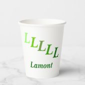 紙カップ – ステップイニシャル、グリーンの名前 紙コップ (正面)