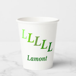 紙カップ – ステップイニシャル、グリーンの名前 紙コップ