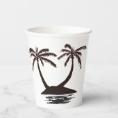 紙カップ – トロピカルアイランドのシルエット 紙コップ (正面)