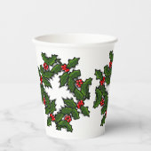 紙カップ – ホリーリースと離れベリーの 紙コップ (正面)