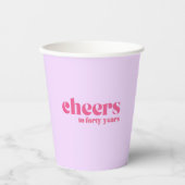 紙カップ、レトロパープル&ピンク、40歳の誕生日 紙コップ (正面)