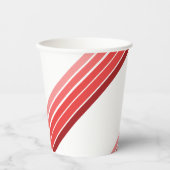 紙カップ – 赤い対角線の色ストライプ色 紙コップ (正面)