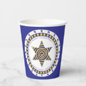 紙カップ「過ぎ越しの青/黄色の星」 8oz 紙コップ (正面)