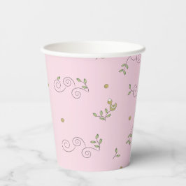 紙カップ"金ゴールド鳥/ピンク" 8 oz. 紙コップ