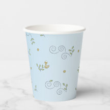紙カップ「金ゴールド鳥/青」 8oz.