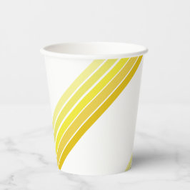 紙カップ – 黄色対角線の色ストライプ色 紙コップ