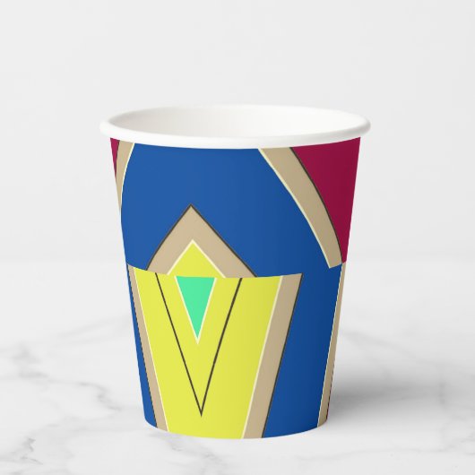 紙カップ、A鮮やかカラフルクラシックデザインPape 紙コップ (正面)