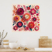 紙カラフルの花 ポスター (キッチン)