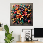 紙カラフルの花 ポスター (ホームオフィス)