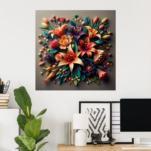 紙カラフルの花 ポスター (ホームオフィス)