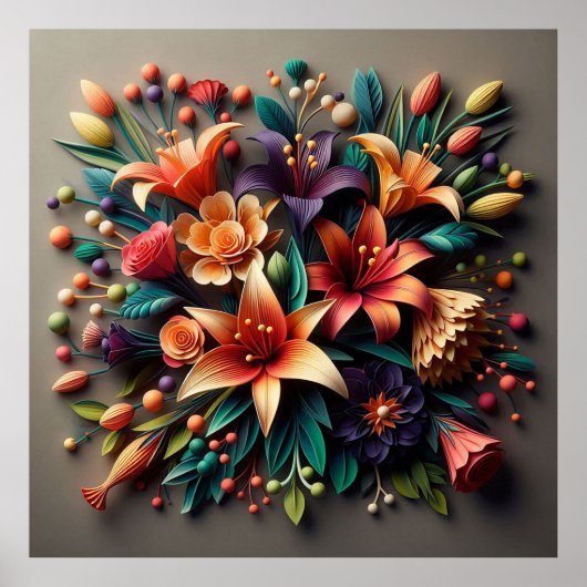 紙カラフルの花 ポスター (正面)