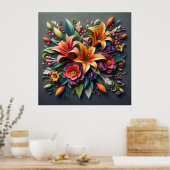 紙カラフルの花 ポスター (キッチン)