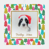 紙カラフルクリスマスツリーズペットの写真 メタルオーナメント (正面)