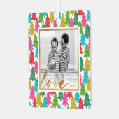 紙カラフルクリスマスツリーズ子供の写真 メタルオーナメント (正面左)