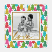 紙カラフルクリスマスツリーズ子供の写真 メタルオーナメント (裏面)