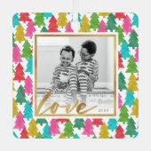 紙カラフルクリスマスツリーズ子供の写真 メタルオーナメント (正面)