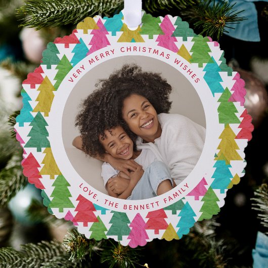 紙カラフルクリスマスツリー2写真 オーナメントカード