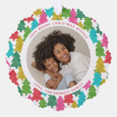 紙カラフルクリスマスツリー2写真 オーナメントカード (正面)