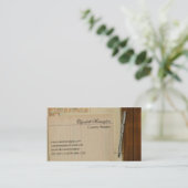 紙カードの万年筆が付いているヴィンテージの机 名刺 (スタンド正面)