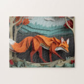 紙キツネを木の間に切る ジグソーパズル (横)