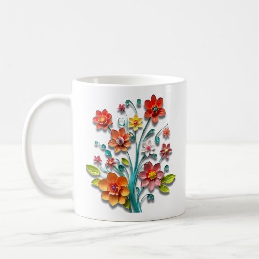 紙クイルの花 | おばあちゃんお気に入りの コーヒーマグカップ (左)